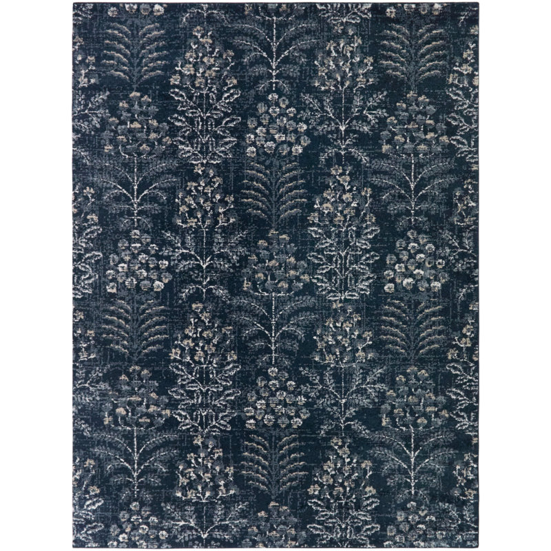 Tapis bleu marine / beige Estella, 5 pi 3 po x 7 pi, Bleu marine / beige