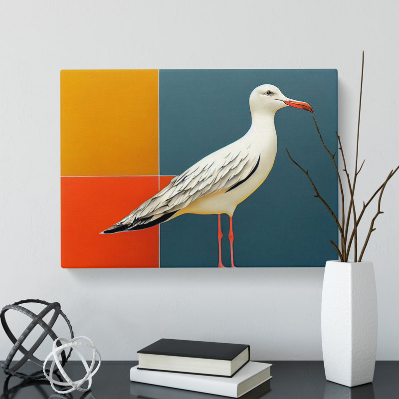 Modern Art Seagull - Wrapped Canvas, 40cm H x 60cm W x 3cm D