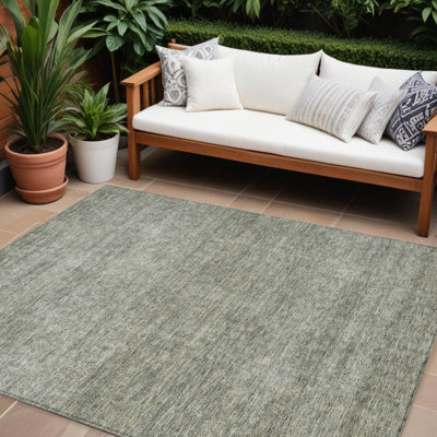 Tapis intérieur lavable abstrait 10 pi x 14 pi sauge et ivoire