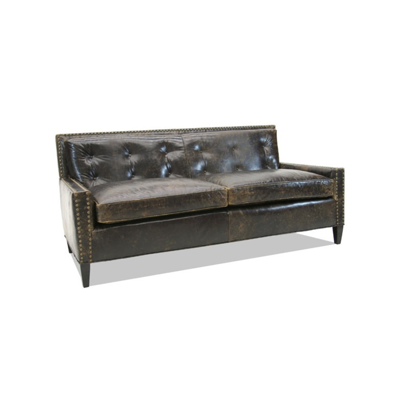Leather Sofa, Croc Gator Brown, Pewter, Natural