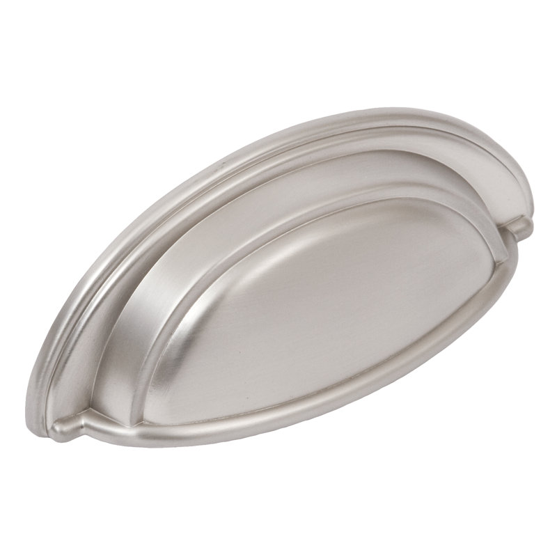 Oval 3" Center to Center Satin Nickel Cup/Bin Drawer Pull, Satin Nickel