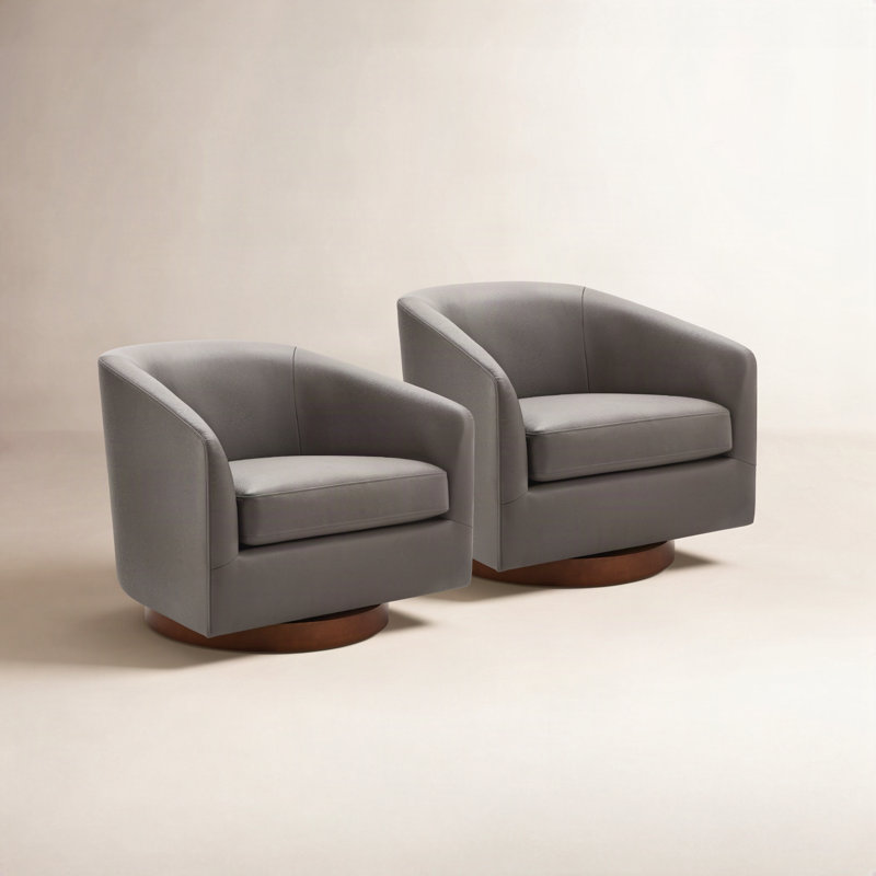 Fauteuil demi-tonneau pivotant Bennett (ensemble de 2), Charmant charbon