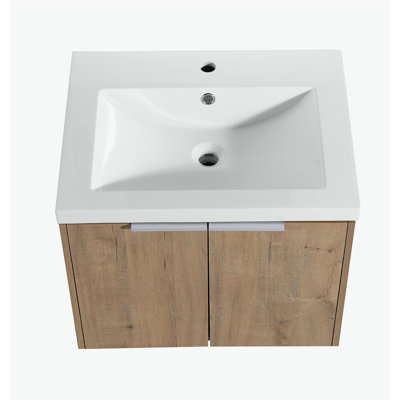 Meuble-lavabo mural avec lavabo et armoire latérale, porte à fermeture en douceur, armoire combinée