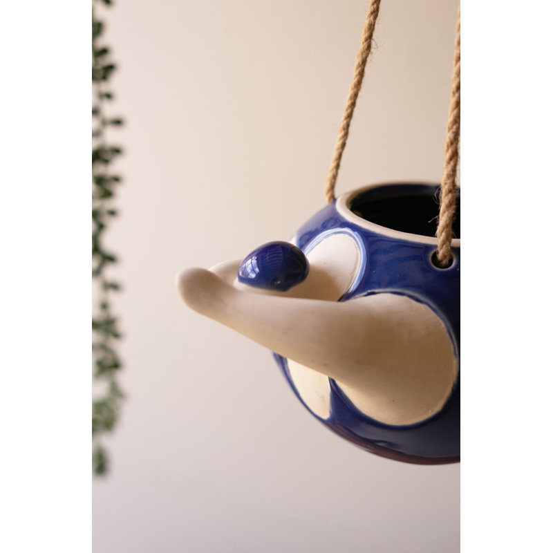  Hanging Coastal Ceramic Planters – 6.5" Tall Swimmer Style Set of 2