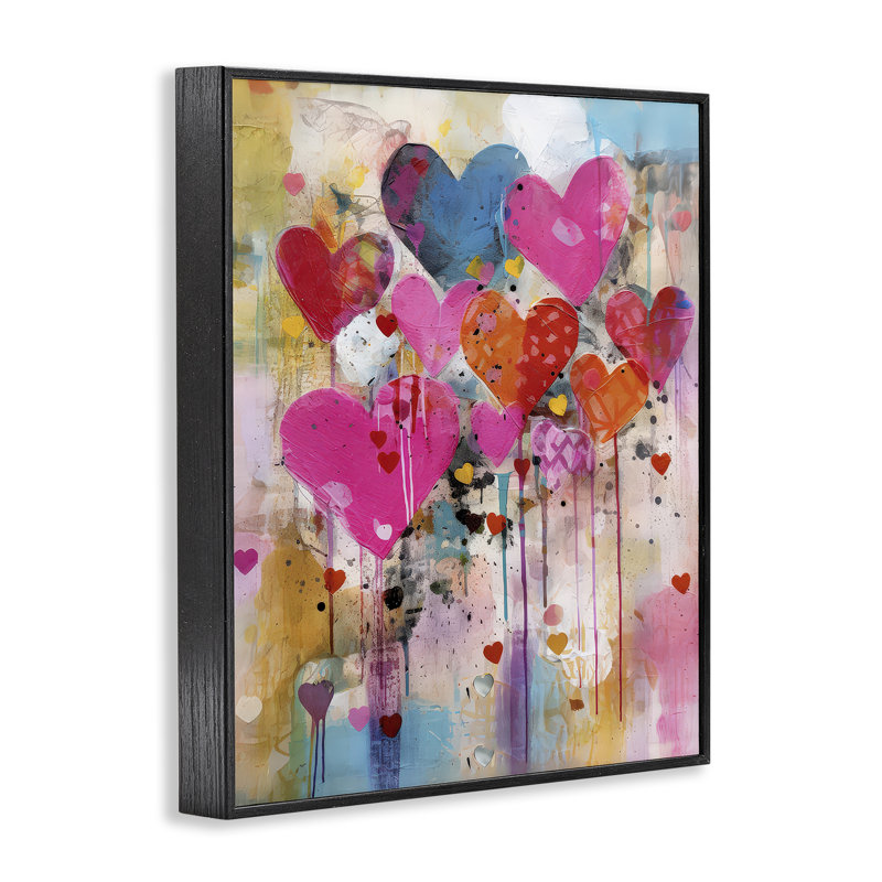 «Whimsical Love Hearts», art de la giclée encadrée par LSR Design Studio, Giclée encadrée noir minuit, H 14 po x l 11 po