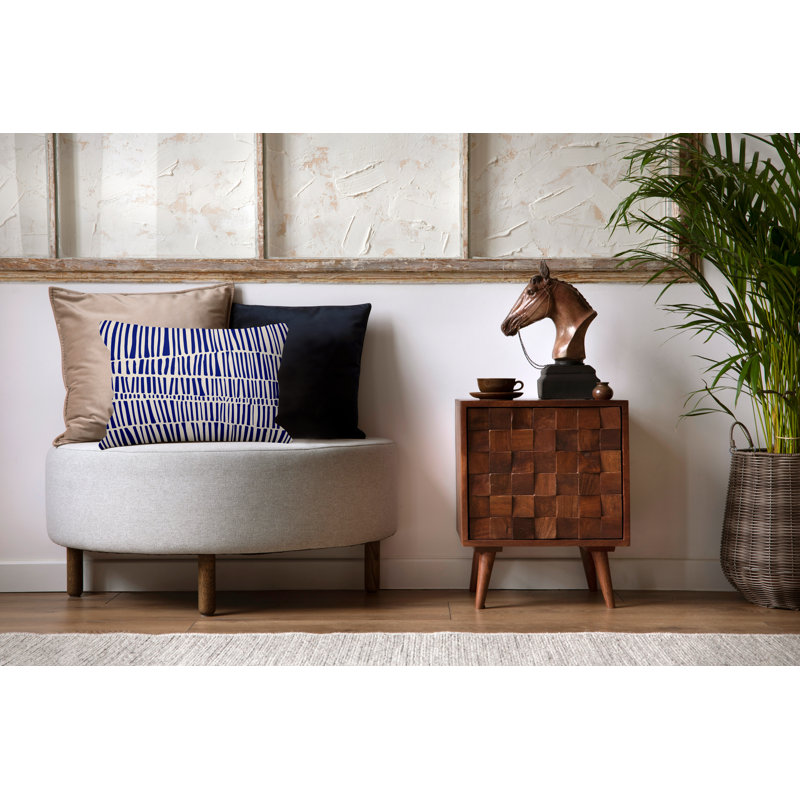 Ikom Polyester/Polyester Blend Lumbar Rectangular Indoor/Outdoor Pillow Cover & Insert, Navy Blue, 14"H x 20"W