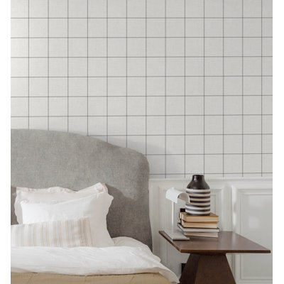  Papier peint à carreaux rayé gris anthracite classique