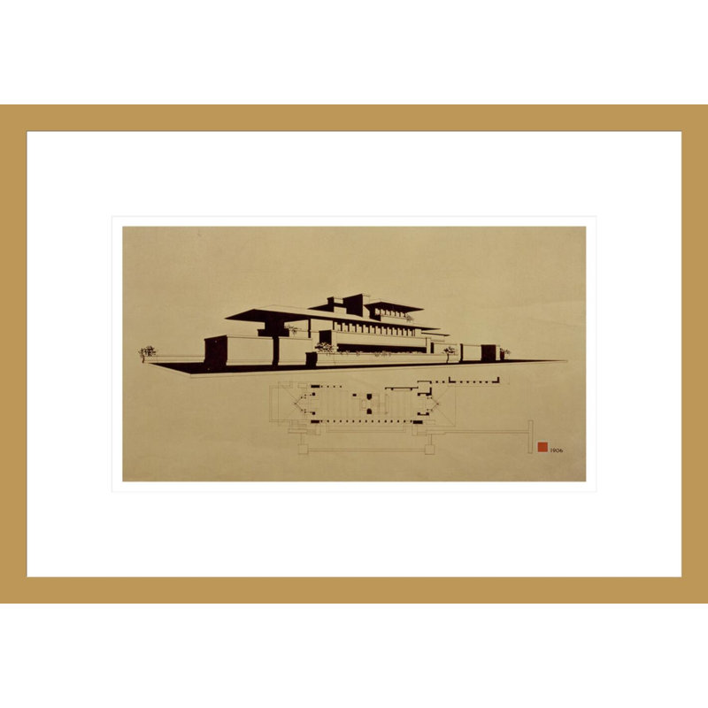 «Frederick Robie House Chicago IL» par Frank Lloyd Wright, impression giclée encadrée, H 13,47 po x l 16,75 po