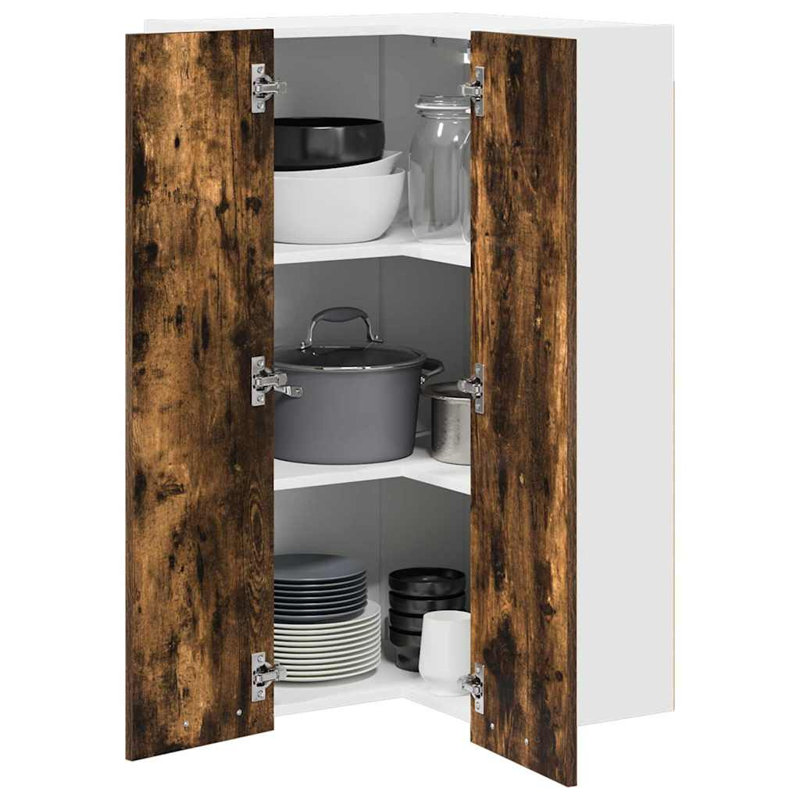 Vidaxl Hanging Cabinet Riga Artisan Oak And White 57 X 57 X 100 Cm, Smoked Oak/White