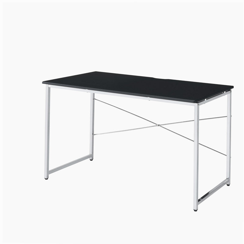 Black Chrome Writing Desk with Rolling Base