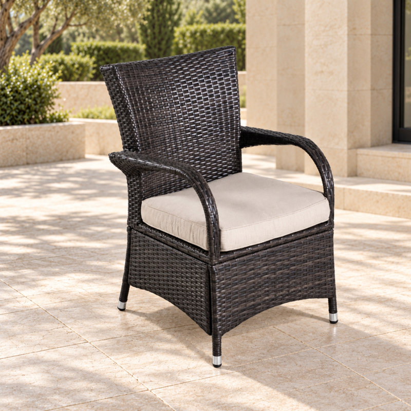 Metal Outdoor Dining Armchair with Cushions