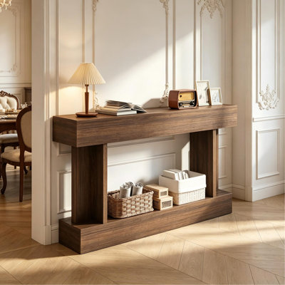 Console étroite vintage de 160 cm, longue table d'entrée avec tablette de rangement pour couloir et salon