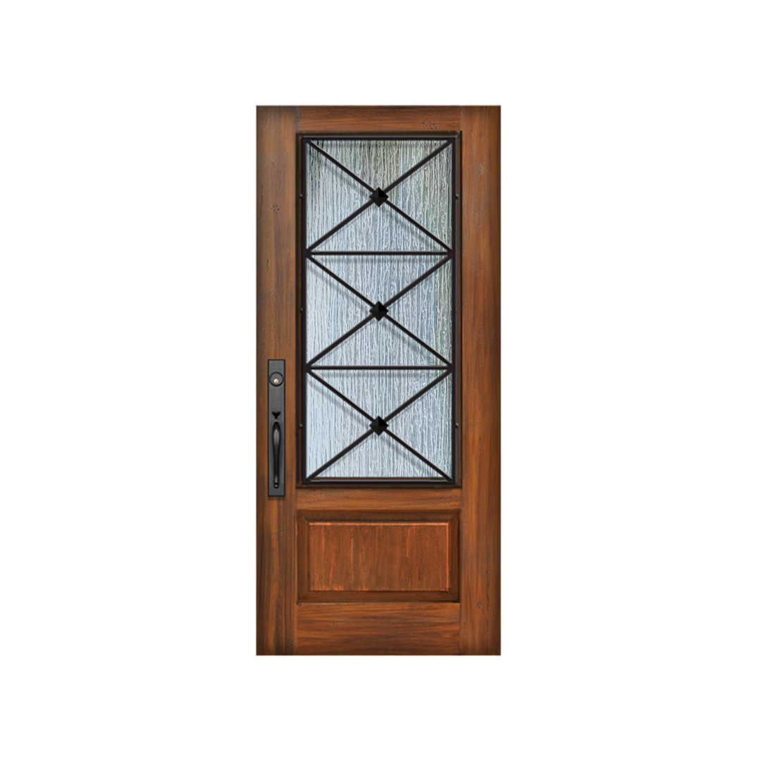 36x80 Republic Fiberglass Front Door Knockety Finish: Gunstock Textured, Door Orientation: Right Hand/Inswing