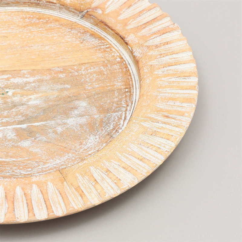 Plat de service en bois blanc fabriqué à la main de 13 pouces pour une vaisselle élégante et durable