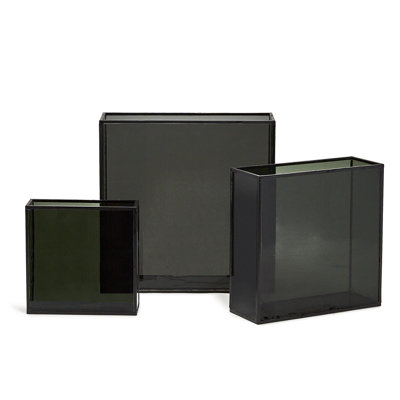 Set Of 3 Smokewindows Square Vase