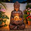 Fontaine de style zen avec lumière DEL, statue de Bouddha méditant fabriquée à la main, décor de cascade résistant aux intempéries-1584131464