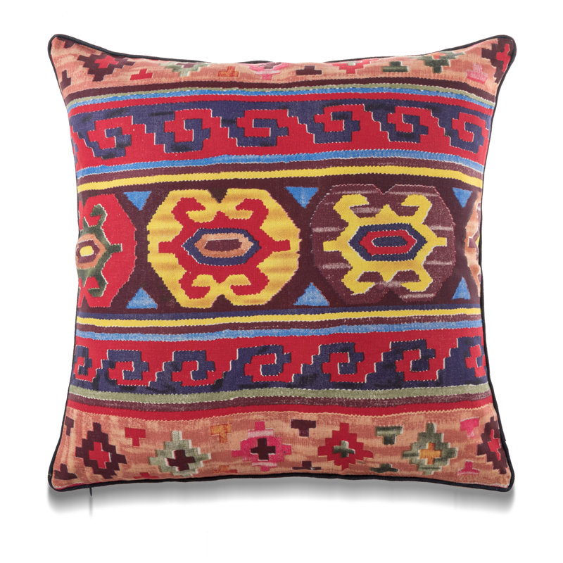 Coussin Muskoka, Orange / ikat brun, Polyester