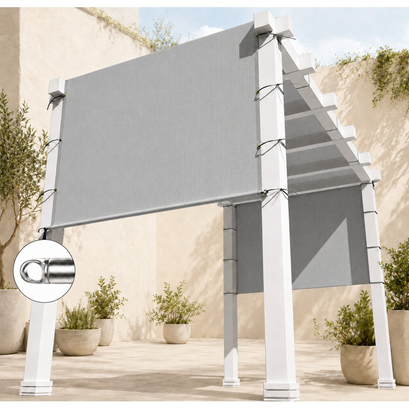 ColourTree Pergola Shade Canopy Replacement, 260 GSM UV-Blocking Fabric with Stainless Steel Rods for Outdoor Patio, Gray