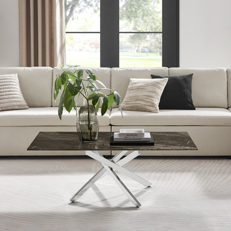 Attallah Pedestal Coffee Table, Grey, Silver