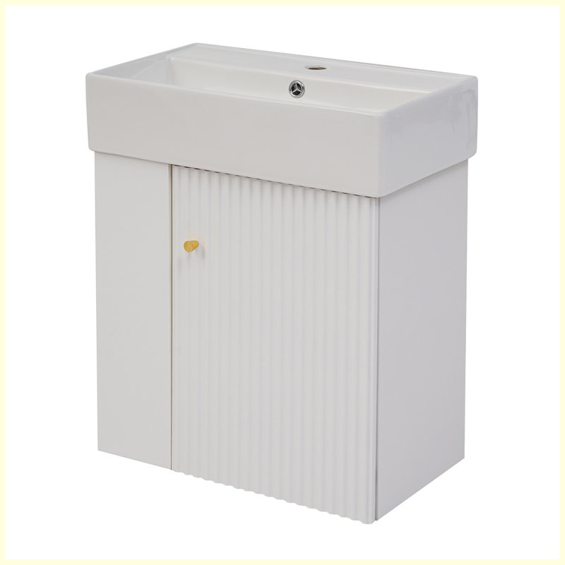 Meuble-lavabo moderne flottant avec rangement en céramique et à gauche