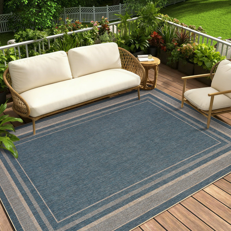 Rectangular Striped Area Rug, Blue, 120*170cm