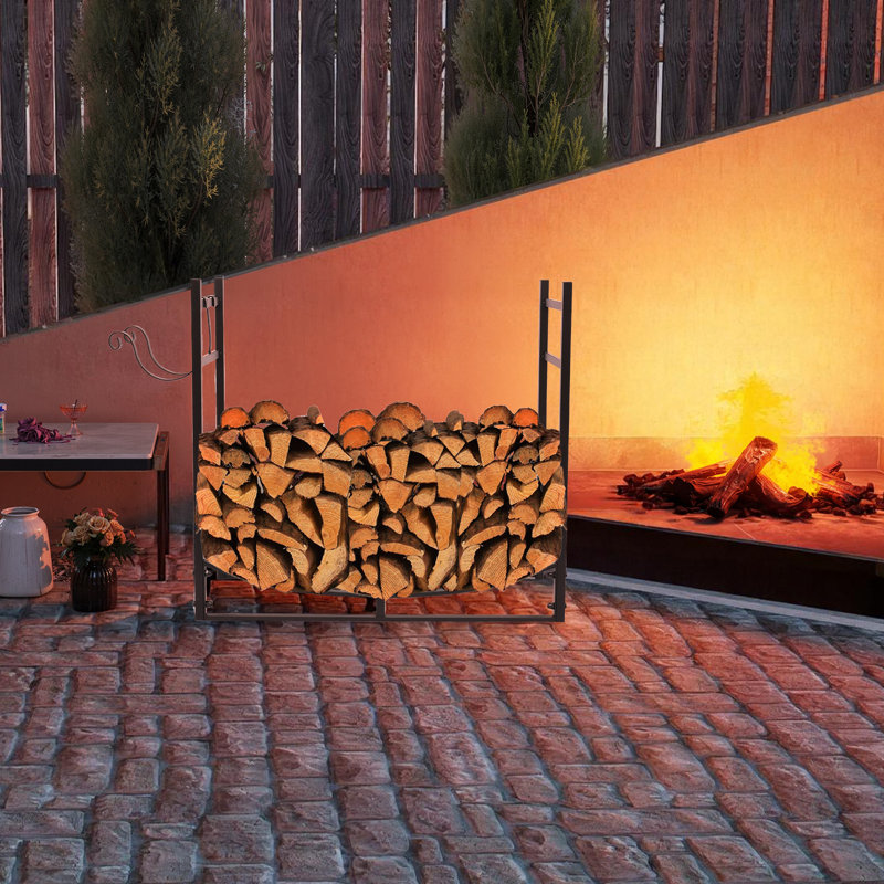 33-Inch Black Iron Firewood Rack