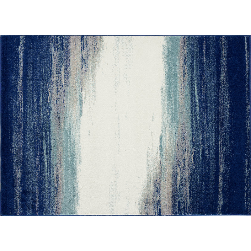 Rifiki Abstract Blue/Cream Area Rug, Rectangle 8' x 10'