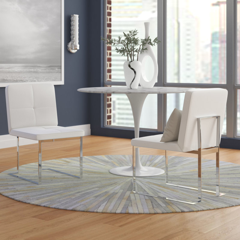 Chaise d'appoint Poulin, Blanc, Argent