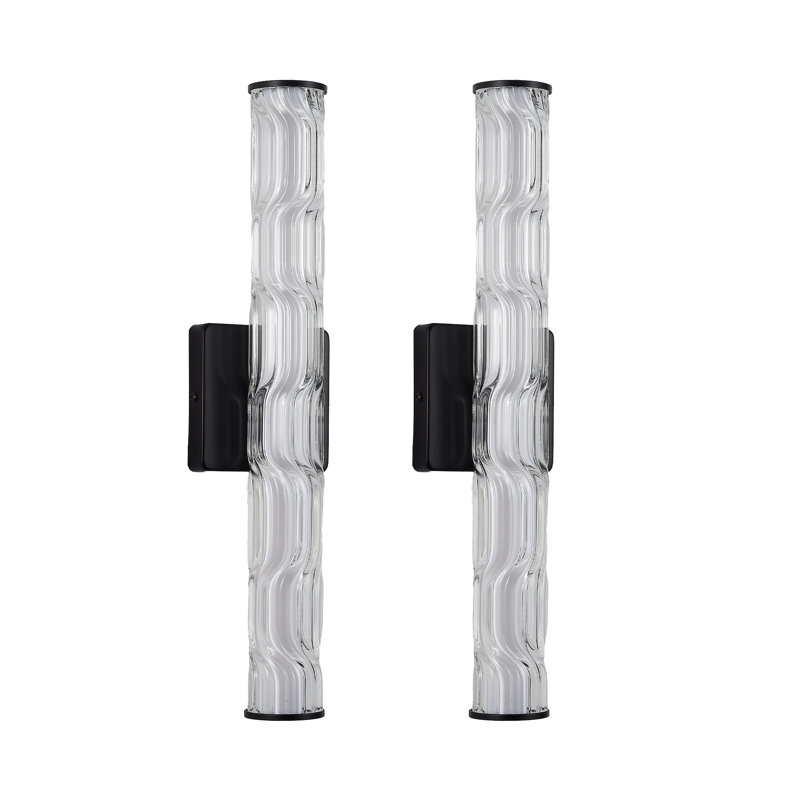 Ensemble de 2 appliques murales modernes en cristal noir pour salle de bain, chambre à coucher et salon, Noir mat