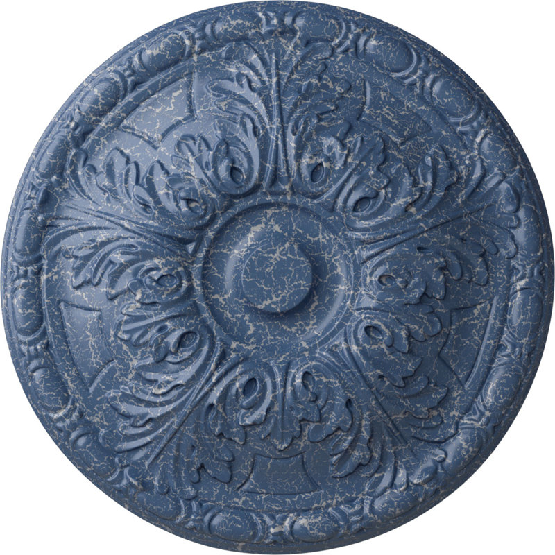 Médaillon de plafond Endurathane Granada, DE 15 3/4 po x P 5/8 po (convient aux auvents jusqu'à 4 1/4 po), fini craquelé Americana peint à la main