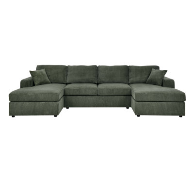 Corduroy Double-Chaise Sectional Sofa by Everly Quinn