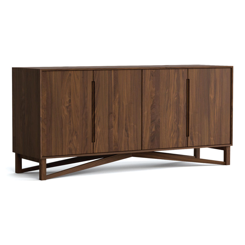 Exeter Media Console, 29.88"H x 66.13"L x 19"W, Natural Walnut