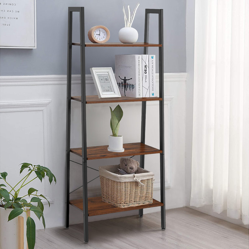 Ladder Bookcase, Black/Brown