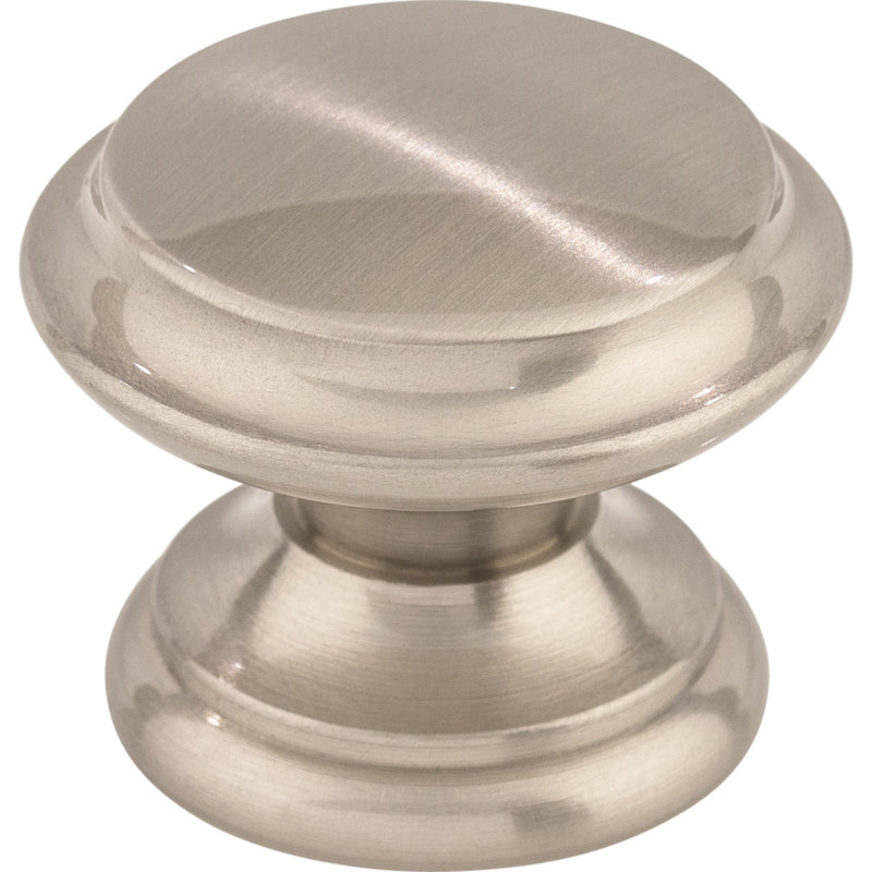 Flat Top 1 3/8" Diameter Round Knob, Brushed Satin Nickel