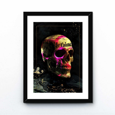 Je T'aime Skull - Single Picture Frame Print on Canvas