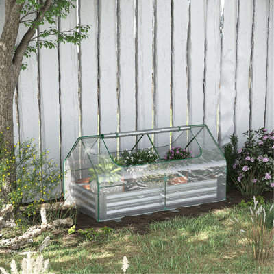 Lit de jardin surélevé galvanisé avec couvre-serre - argenté, 6 pi x 3 pi, idéal pour cultiver de délicieux fruits et légumes 3 pi