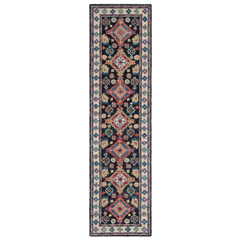 Tapis en laine touffeté à la main Madalene, Tapis de couloir 2 pi 3 po x 17 pi