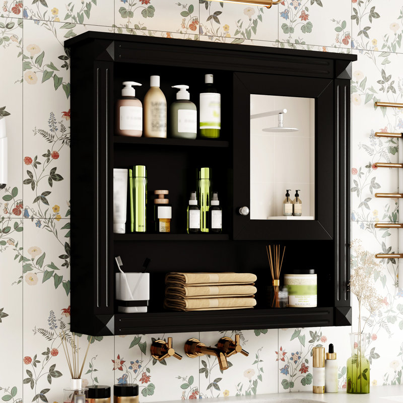 Armoire murale 32 po avec miroir, Noir