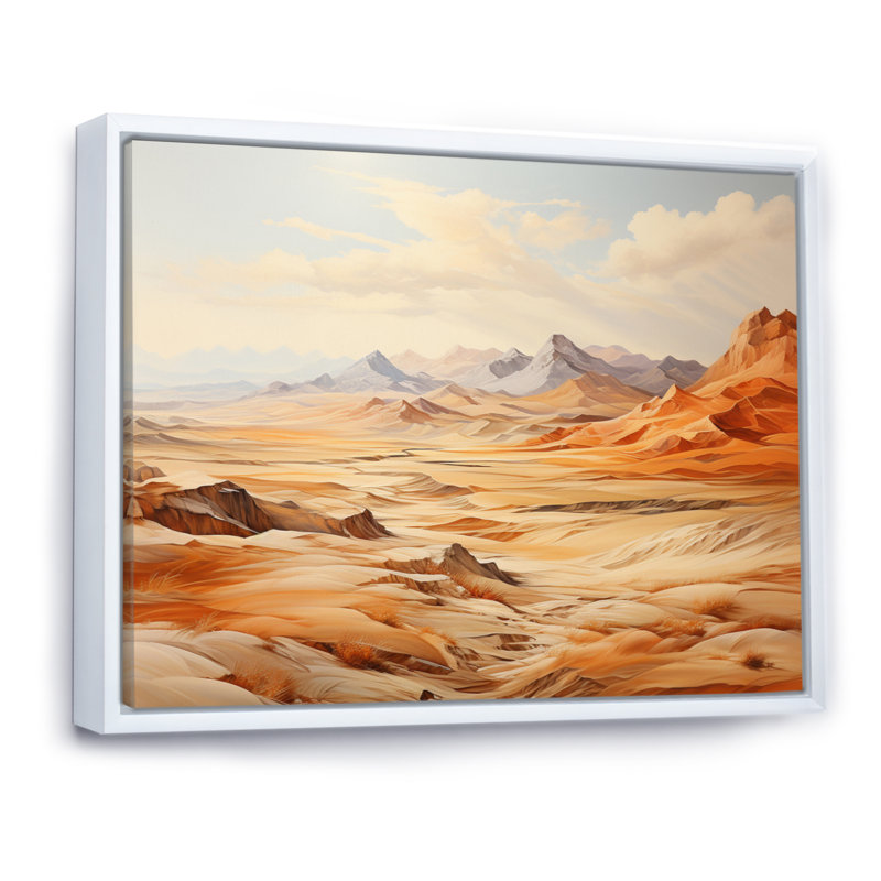 Égypte, désert antique des Sables II - reproduction sur toile, H 34 po x l 44 po x P 1,5 po, Cadre flottant blanc