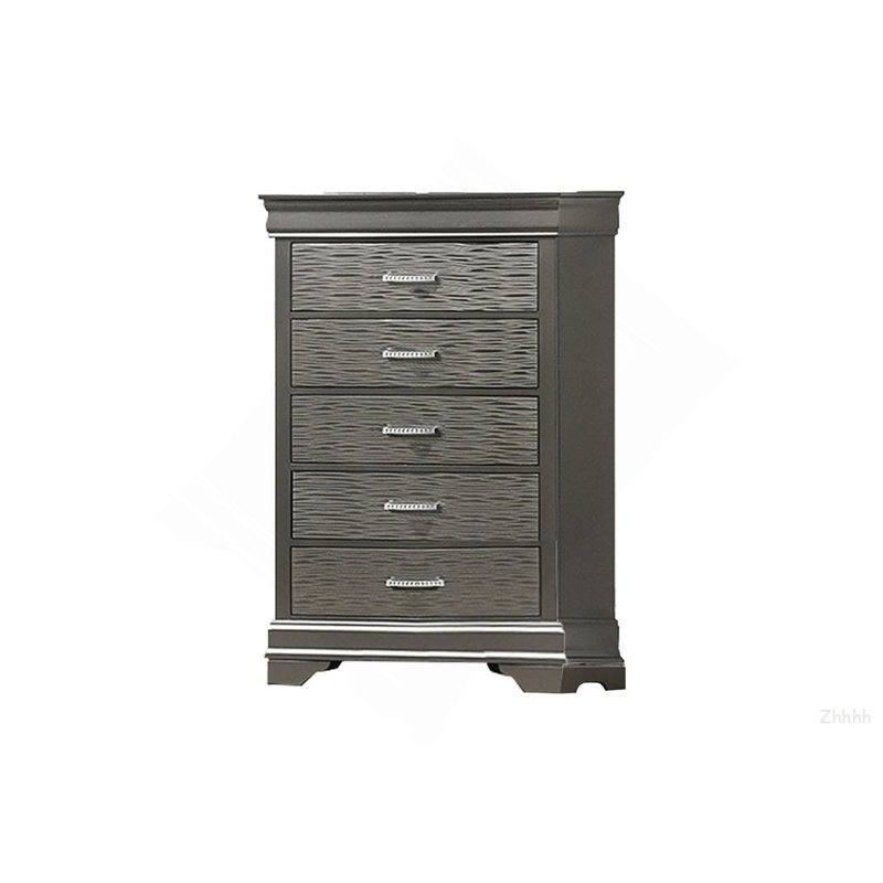 Mobilier de chambre à coucher moderne à finition grise avec tiroirs 1 pièce Modern Transitional