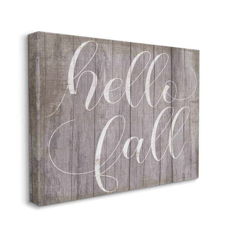Hello Fall, phrase, motif rustique de grain, typographie minimale par - art textuel, H 36 po x l 48 po, Plaque murale