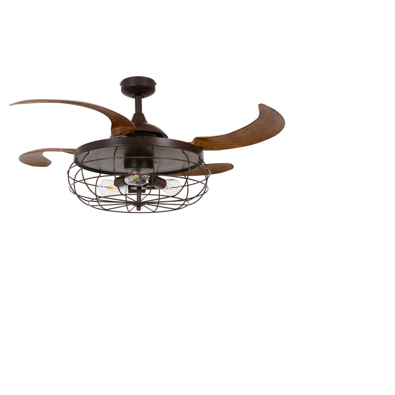 Amabilia 122cm Ceiling Fan with Light Kit, Oil Rubbed Bronze with Brown Blades