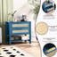 Table de chevet étroite en rotin avec 2 tiroirs et tablette de rangement Boho-215888414