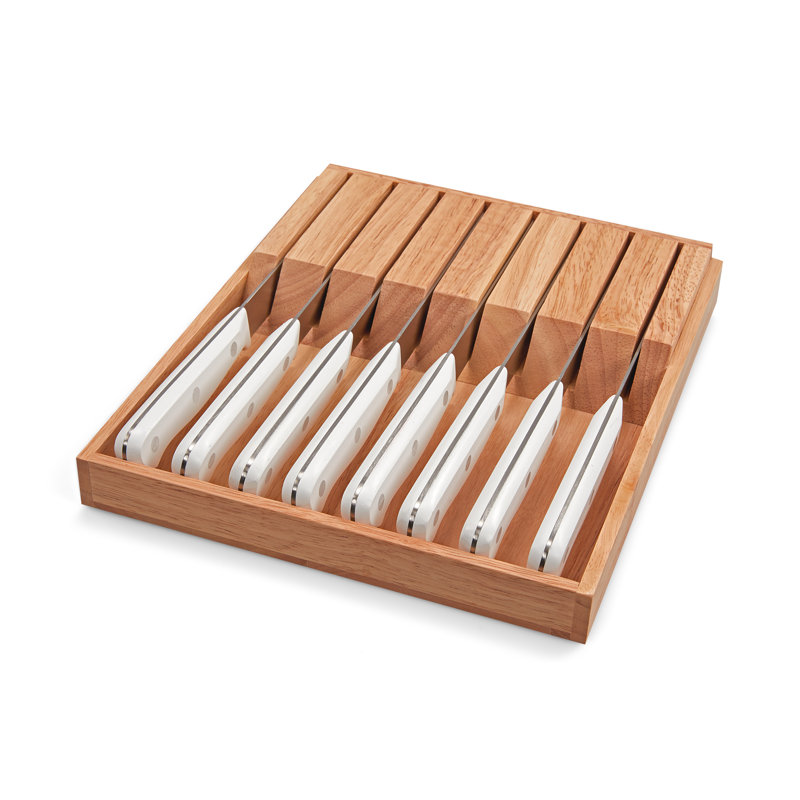 WÜSTHOF Gourmet White 9-Piece Steak Knife In-Drawer Set