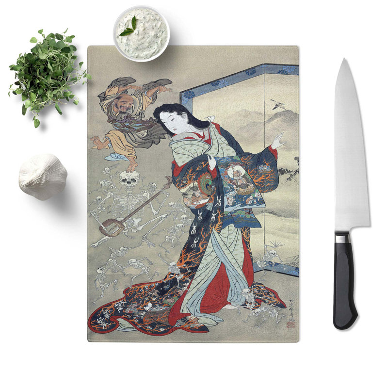 Tempered Glass Hell Courtesan by Kawanabe Kyosai Chopping Board, 20 cm x 28.5 cm