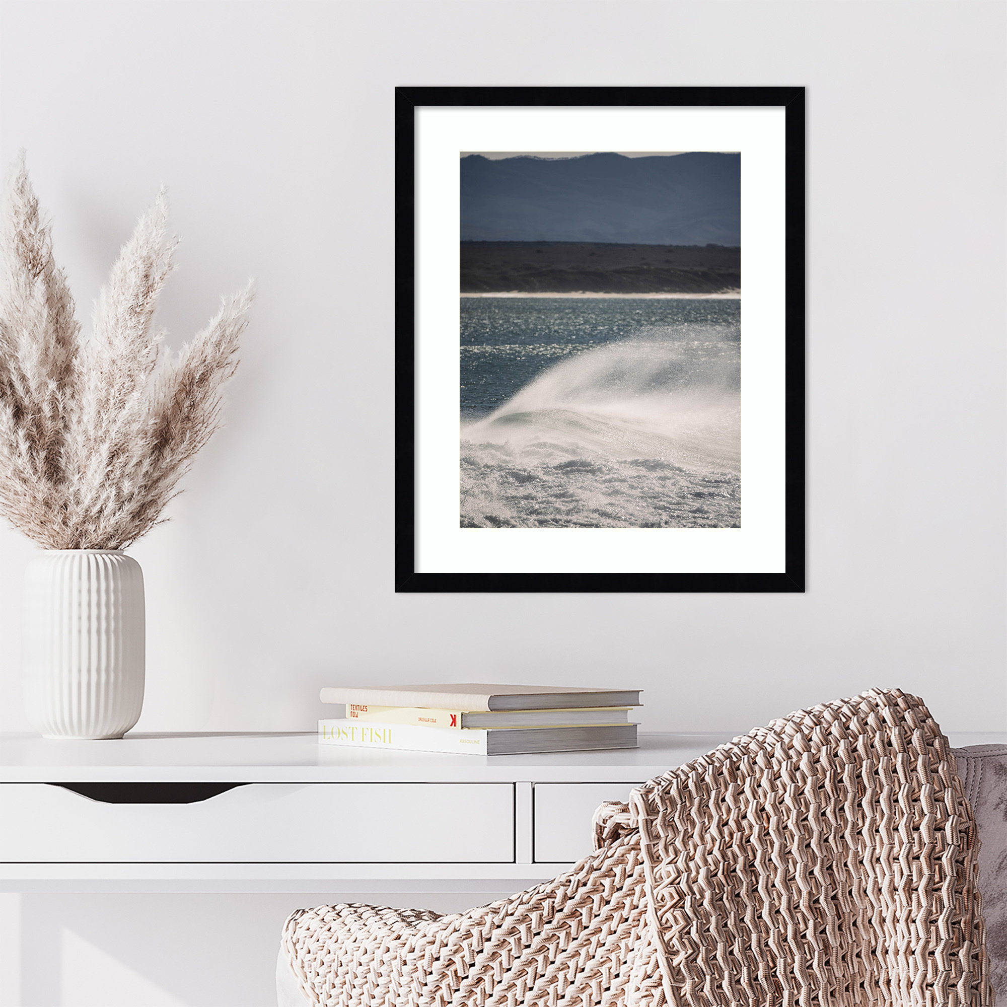 Sea Spuit by Shot by Clint Wood Framed Wall Art Print, Black , 21" H x 17" W