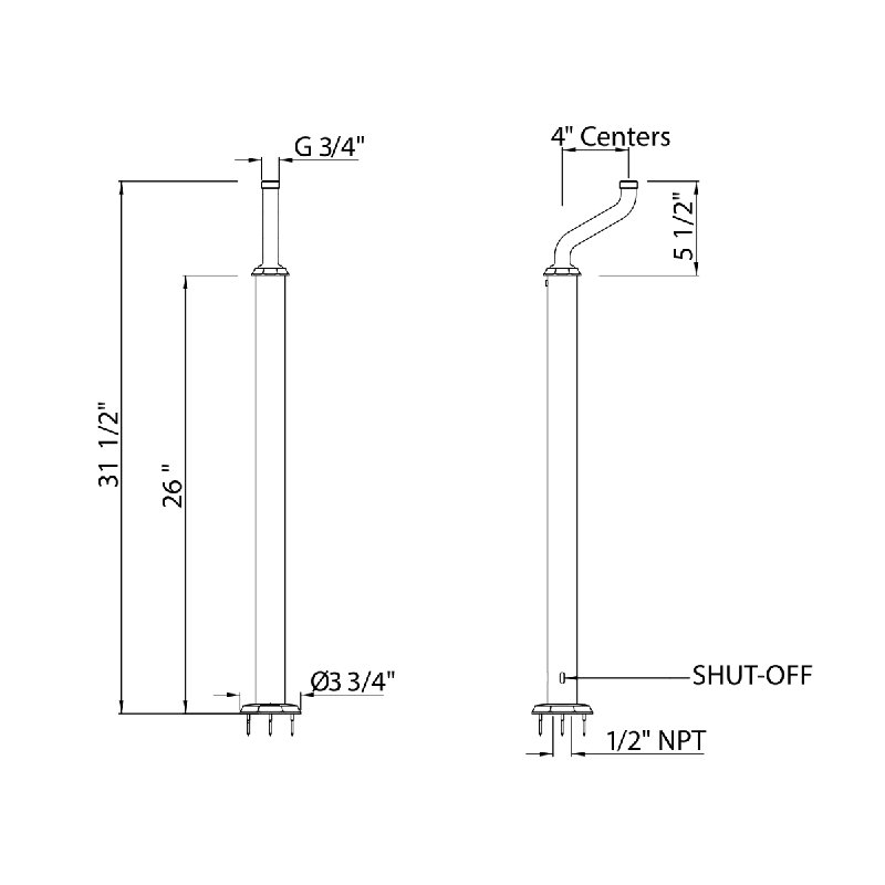 Deco™ Floor Pillar Legs, Polished Chrome