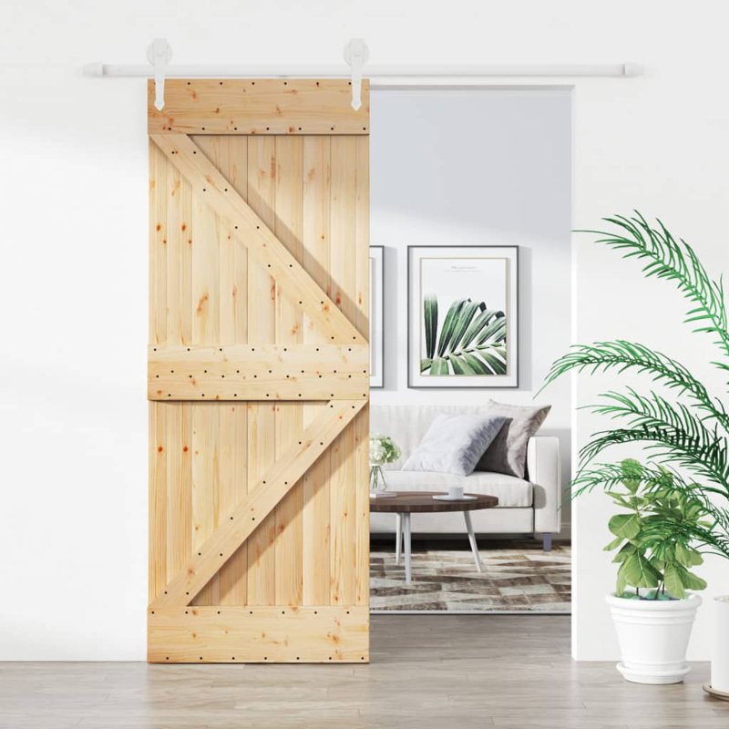 Porte coulissante avec quincaillerie Vidaxl, 33,5 po x 82,7 po, Noir/naturel