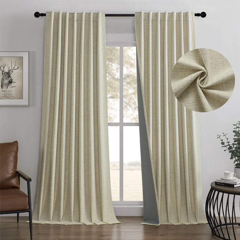 Ensemble de 2 panneaux de rideaux occultant en toile de jute 100% Leming, Pierre, L 52 po x L 63 po