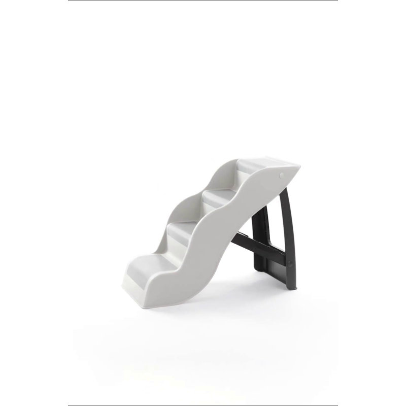 Gray and White 4-Step Lightweight Collapsible Pet Stairs